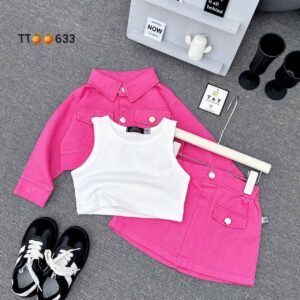 TRENDY PINKY 3IN1 SKIRT AND JACKET DENIM